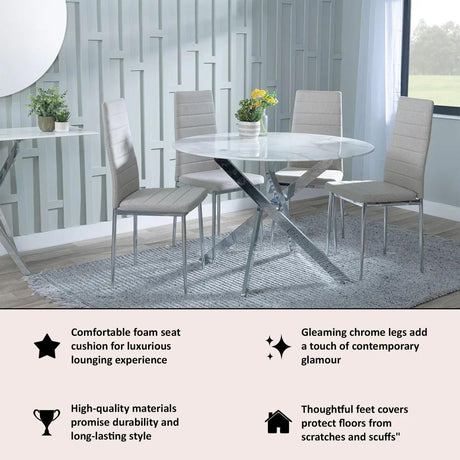 Clearance - Lido Dining Chair in Sand Colour Fabric with Chrome Legs-10