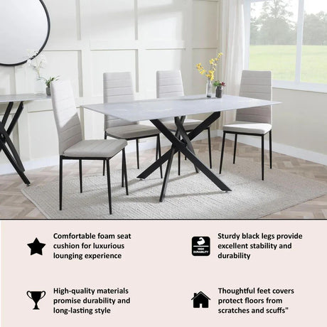 Clearance - Lido Dining Chair in Sand Colour Fabric with Black Legs-10