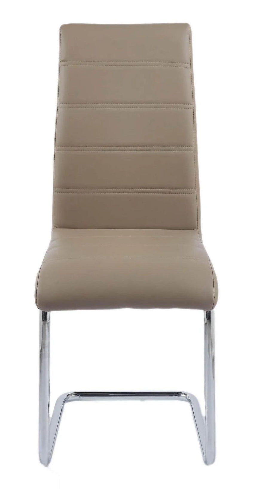 Chopstick Grey Glass and Chrome Metal 4 Seater Round Dining Set - 4 Roma Beige Faux Leather Dining Chair-8