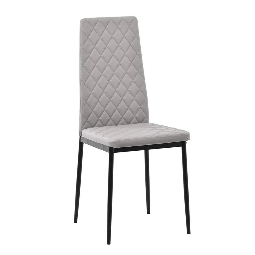 Clearance - Chopstick White Glass and Black Metal Dining Set - Metro Beige Leather Chairs with Black Legs-11
