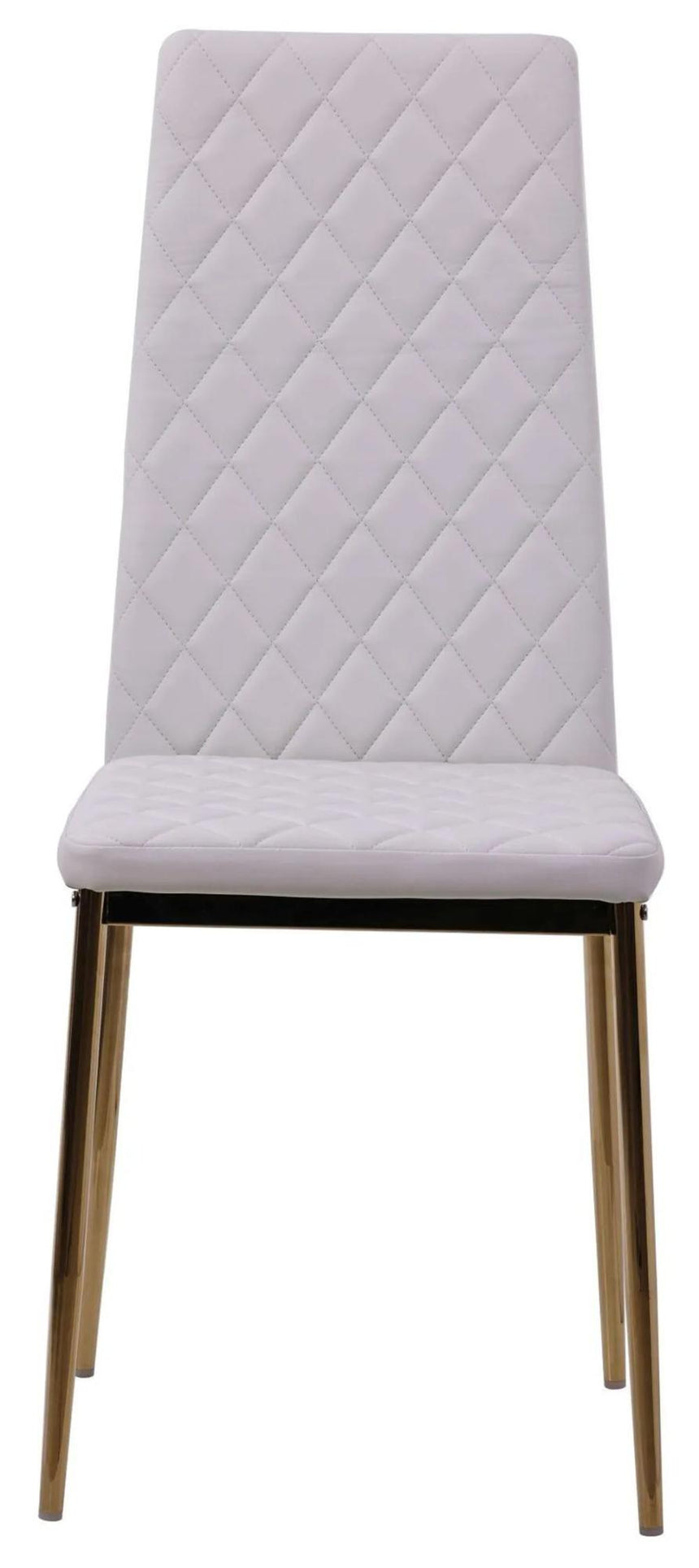 Chopstick Grey Glass and Gold Metal Dining Set - Metro White Fabric Chairs with Gold Legs-6