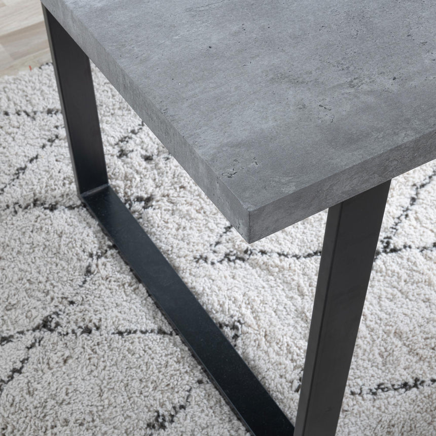 Clearance - Texas Grey Faux Concrete Dining Set - Metro Grey Leather Chairs with Black Legs-8
