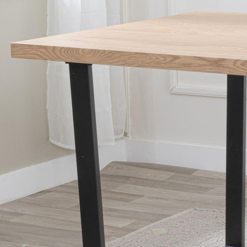 Clearance - Texas Oak Effect Dining Set - Lido Dark Grey Fabric Chairs with Black Legs-4
