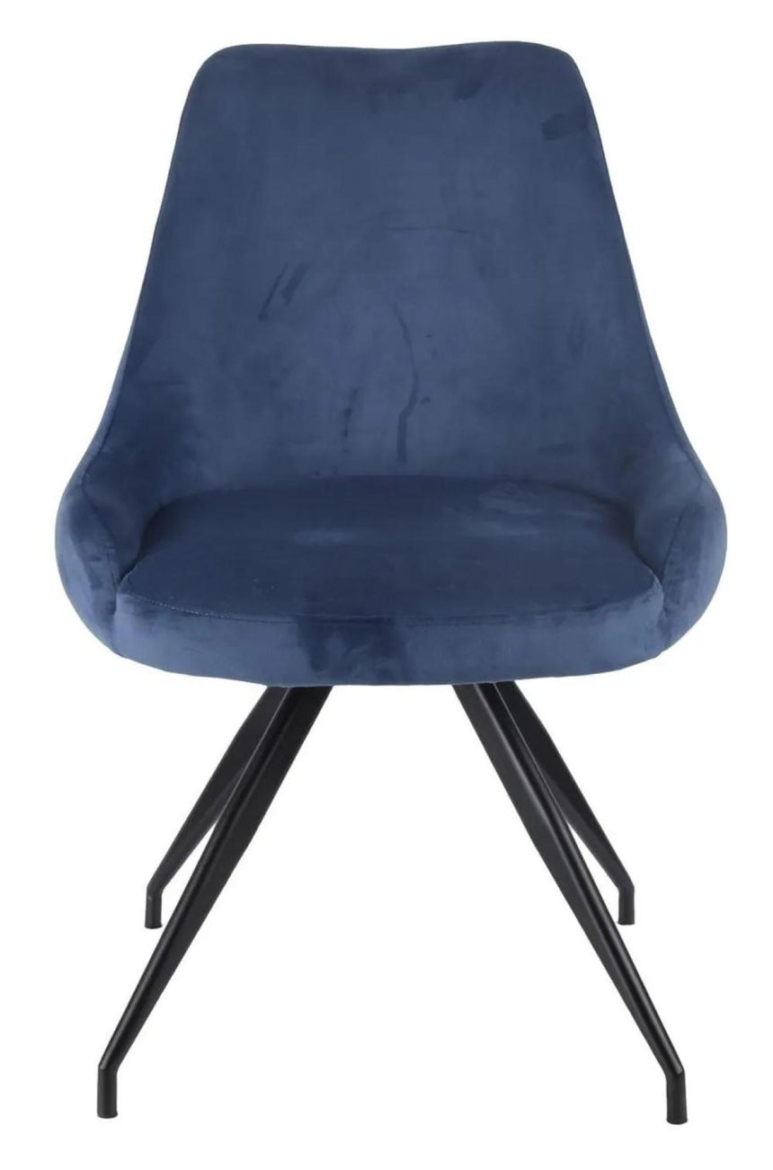 Luxor White Marble Effect Oval Dining Set - Arctic Blue Velvet Fabric Swivel Dining Chair-8