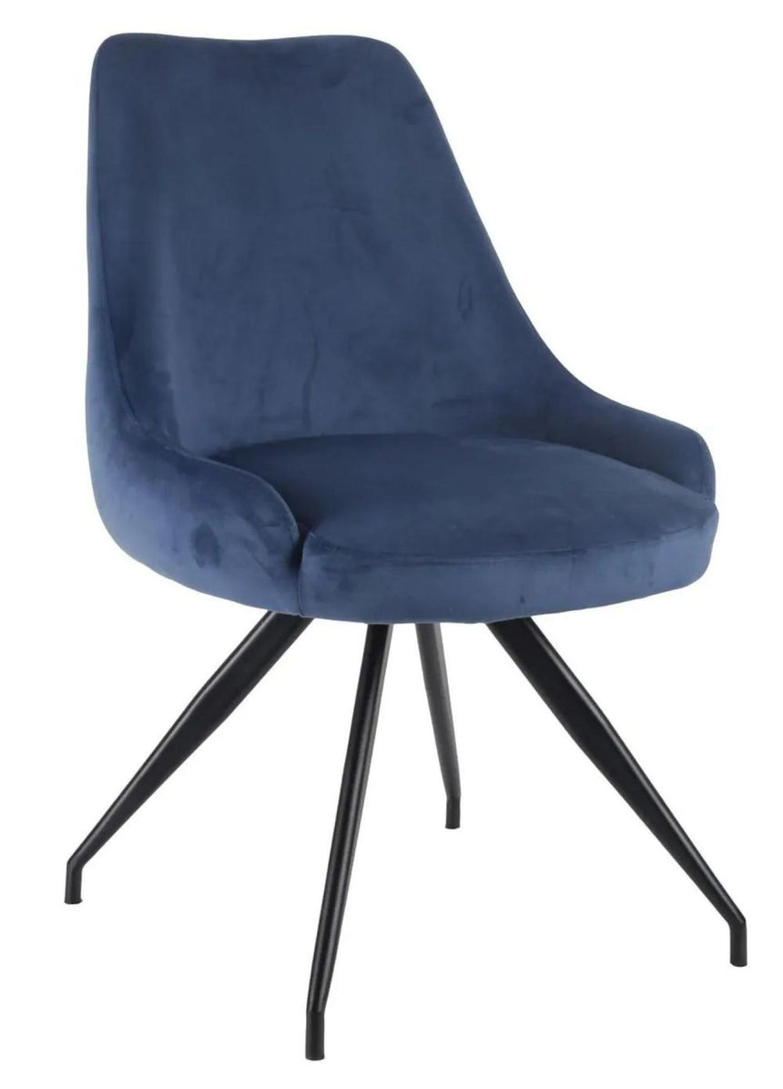 Luxor White Marble Effect Oval Dining Set - Arctic Blue Velvet Fabric Swivel Dining Chair-9