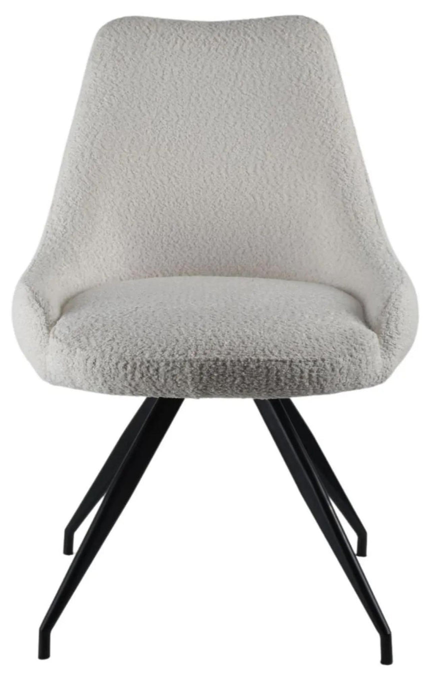Luxor White Marble Effect Oval Dining Set - Arctic Cream Velvet Fabric Swivel Dining Chair-9