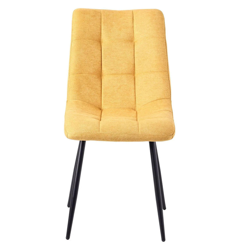 Luxor White Marble Effect Oval Dining Set - Corona Yellow Fabric Chairs-6