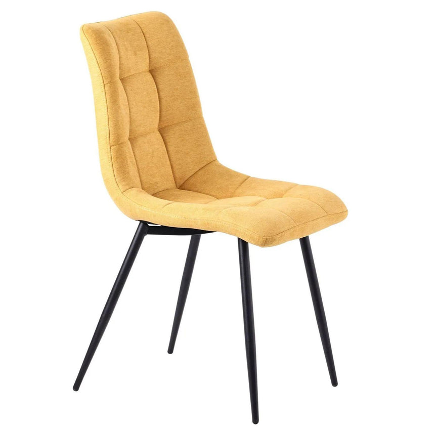 Luxor White Marble Effect Oval Dining Set - Corona Yellow Fabric Chairs-7