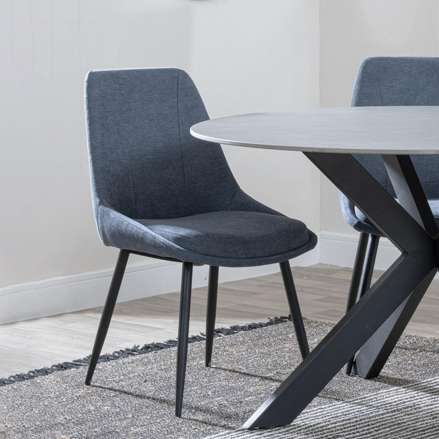 Luxor White Marble Effect Oval Dining Set - Darwin Dark Grey Fabric Dining Chair-9