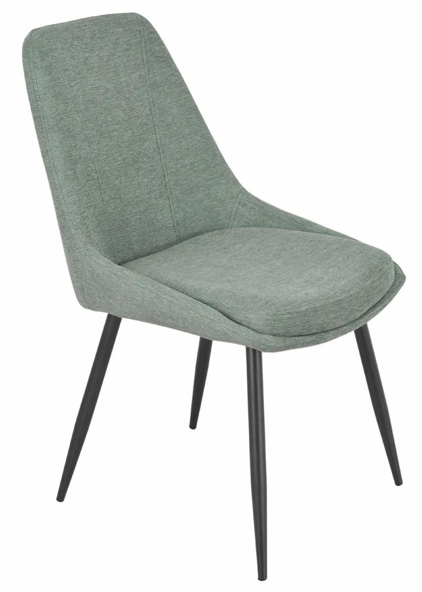 Luxor White Marble Effect Oval Dining Set - Darwin Green Fabric Dining Chair-10