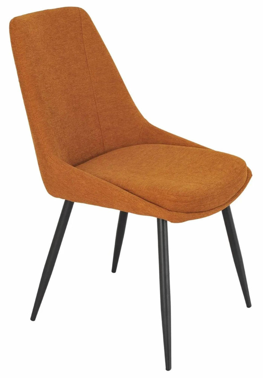 Luxor White Marble Effect Oval Dining Set - Darwin Orange Fabric Dining Chair-9