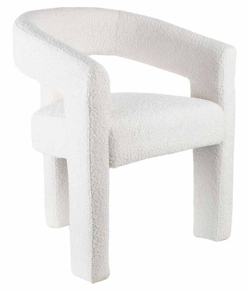 Luxor White Marble Effect Oval Dining Set - Kiefer Cream Boucle Fabric Dining Chair-7