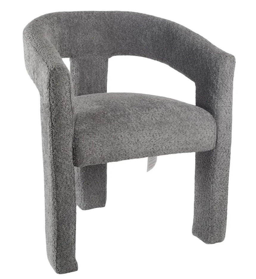 Luxor White Marble Effect Oval Dining Set - Kiefer Grey Boucle Fabric Dining Chair-6
