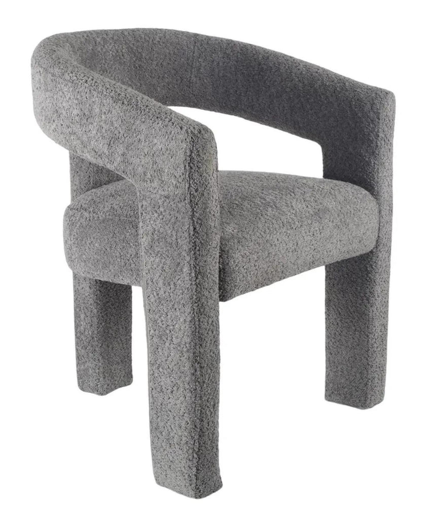 Luxor White Marble Effect Oval Dining Set - Kiefer Grey Boucle Fabric Dining Chair-7