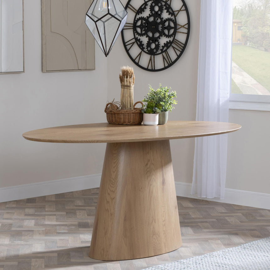 Palma Oak Oval Dining Set - Arctic Cream Velvet Fabric Swivel Dining Chair-5