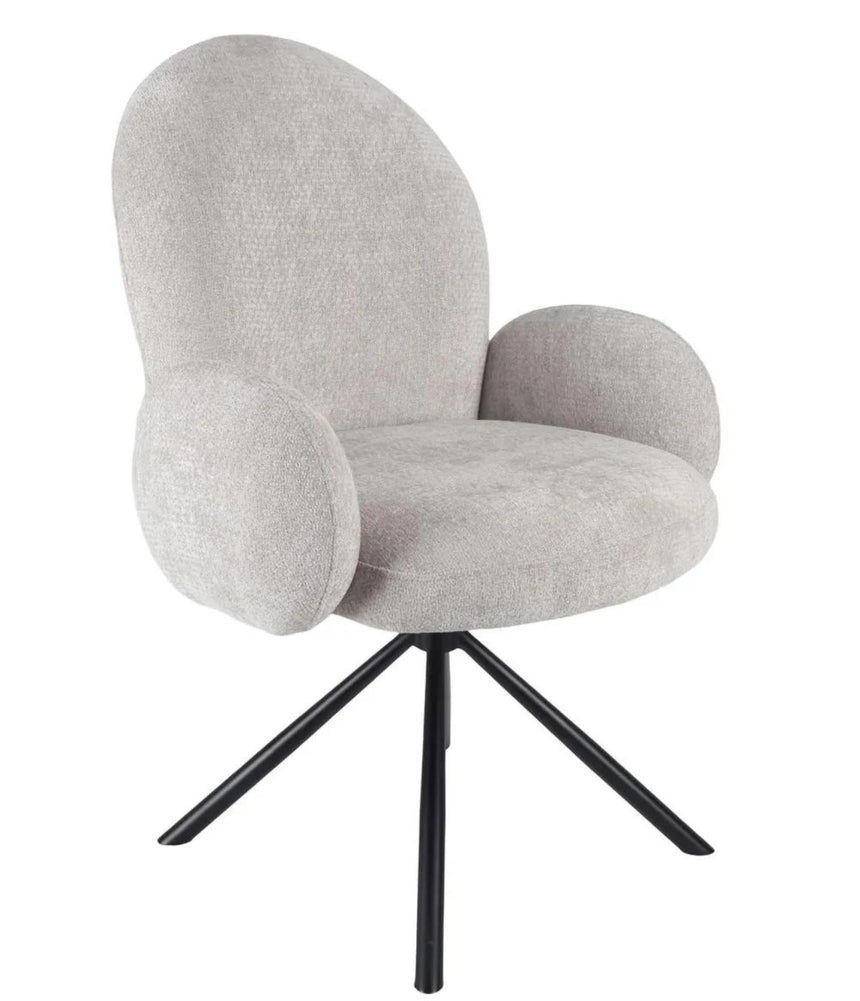 Palma Oak Oval Dining Set - Theo Grey Fabric Swivel Dining Chair-5