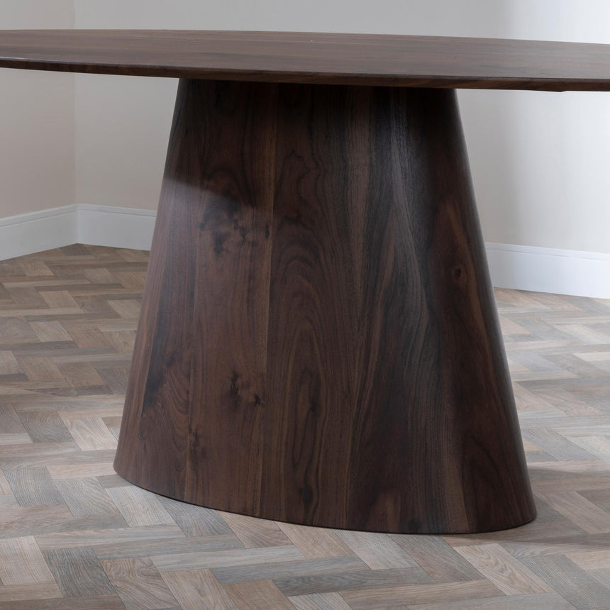 Palma Walnut Oval Dining Set - Corona Brown Fabric Chairs-11