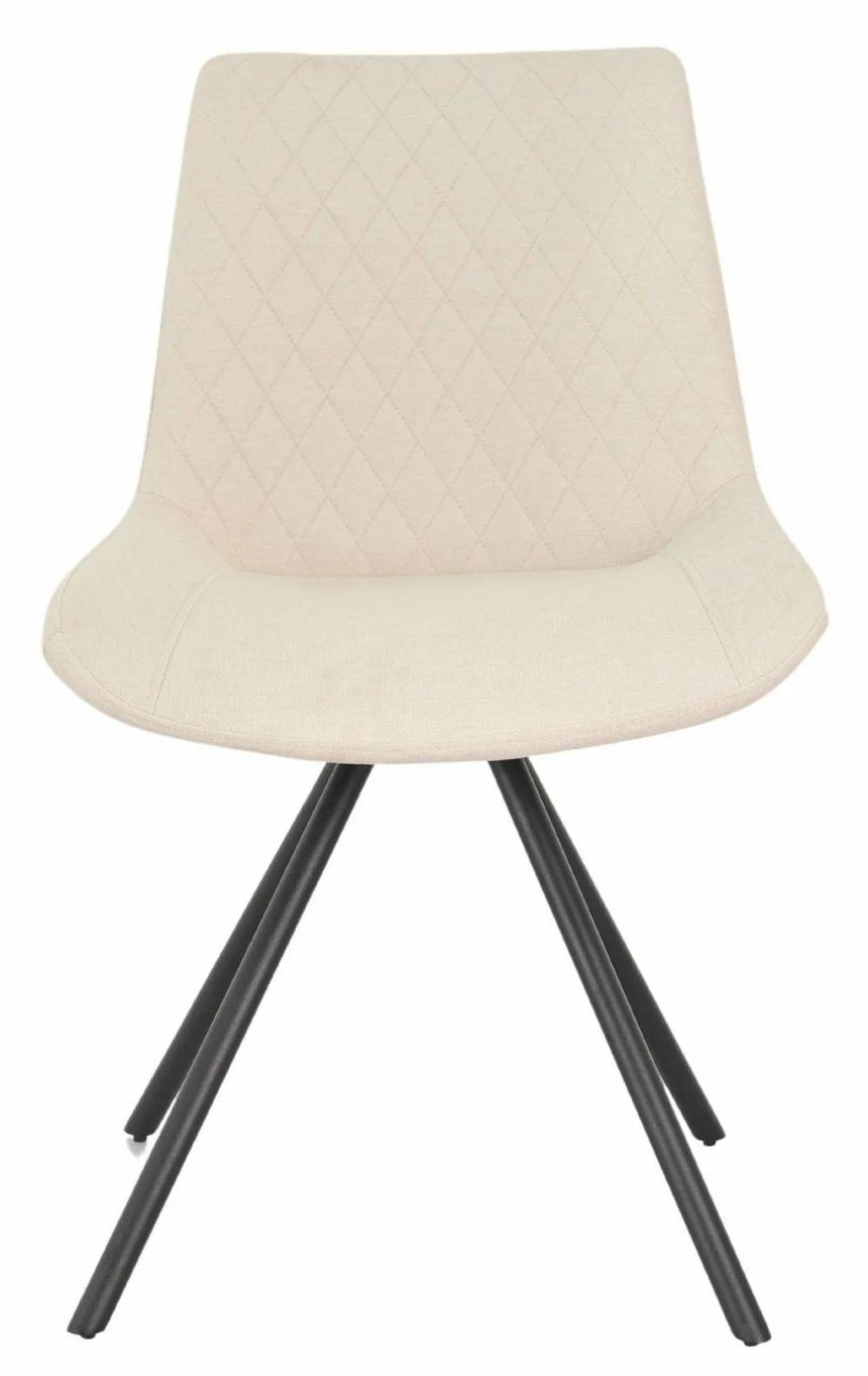 Bern Fluted Oak Effect Dining Set - Boden Cream Fabric Swivel Dining Chair-7