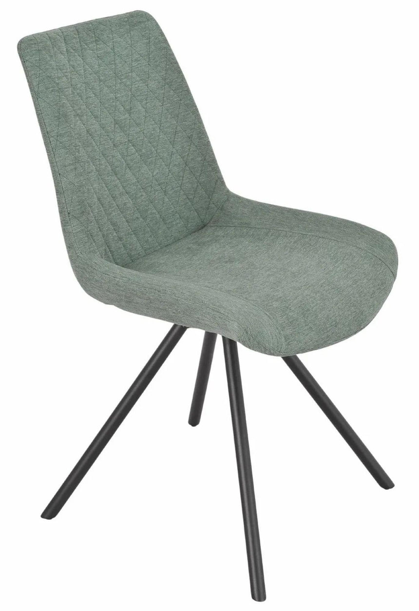 Bern Fluted Oak Effect Dining Set - Boden Green Fabric Swivel Dining Chair-10