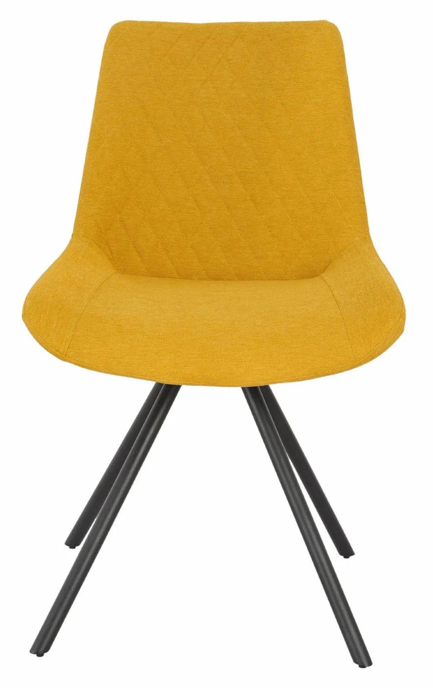 Bern Fluted Oak Effect Dining Set - Boden Yellow Fabric Swivel Dining Chair-8