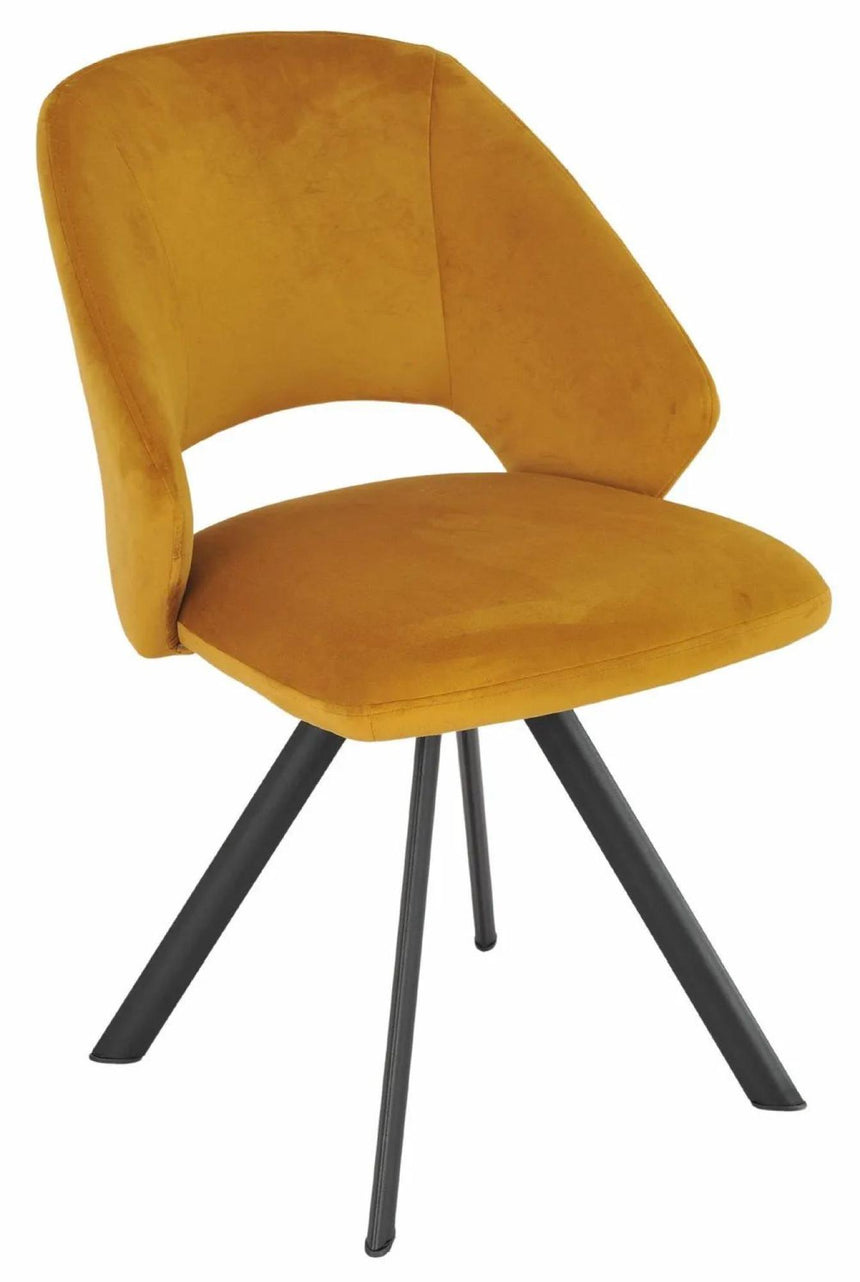Bern Fluted Oak Effect Dining Set - Ion Mustrad Velvet Fabric Swivel Dining Chair-9