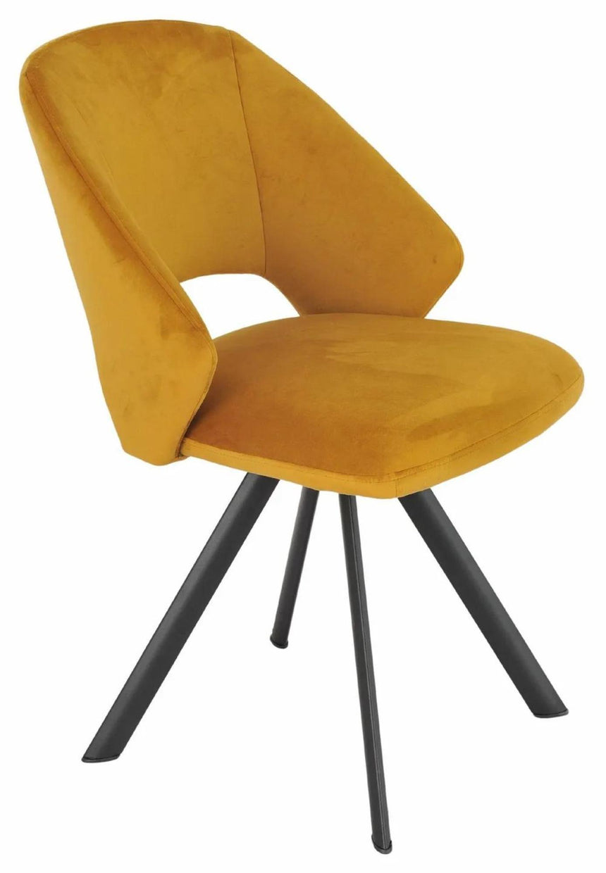 Bern Fluted Oak Effect Dining Set - Ion Mustrad Velvet Fabric Swivel Dining Chair-10