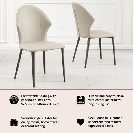 Clearance - Elaine Taupe Leather Dining Chair-7