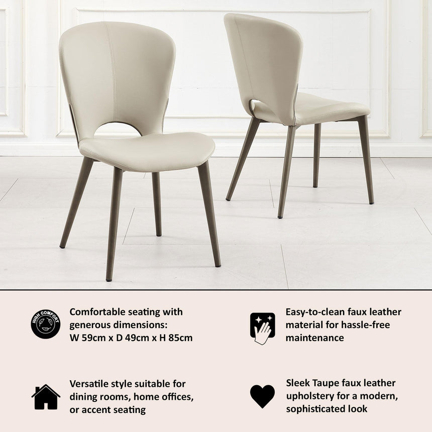 Clearance - Clooney Taupe Leather Dining Chair-7