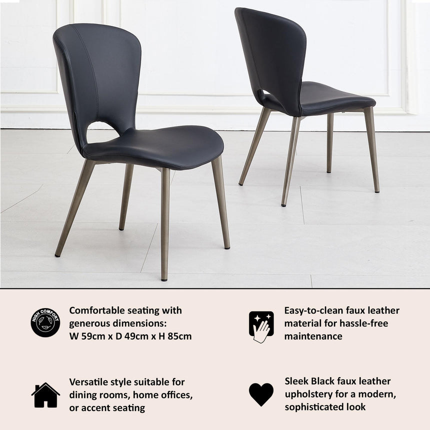 Clearance - Clooney Black Leather Dining Chair-10
