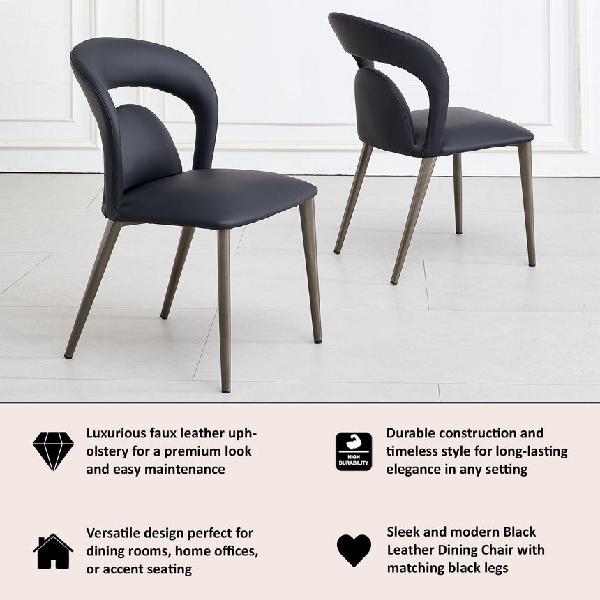 Clearance - Dixie Black Leather Dining Chair-11
