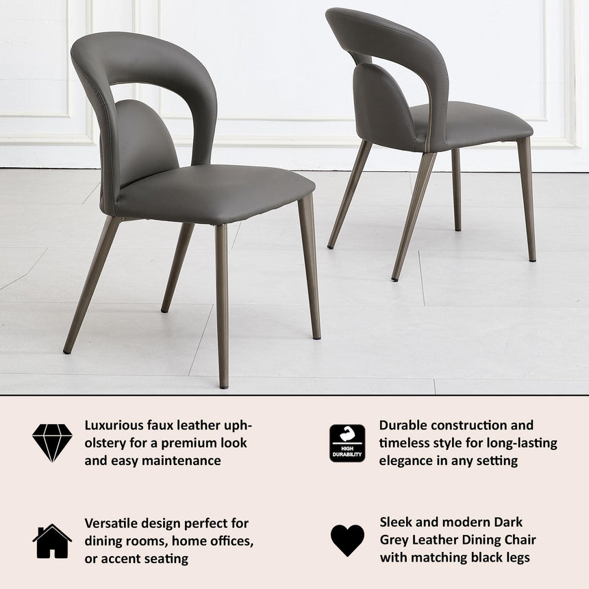 Clearance - Dixie Dark Grey Leather Dining Chair-9