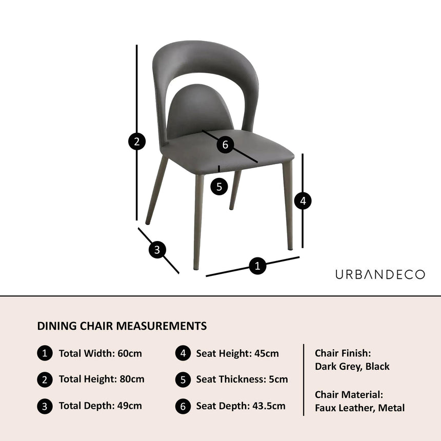 Clearance - Dixie Dark Grey Leather Dining Chair-10