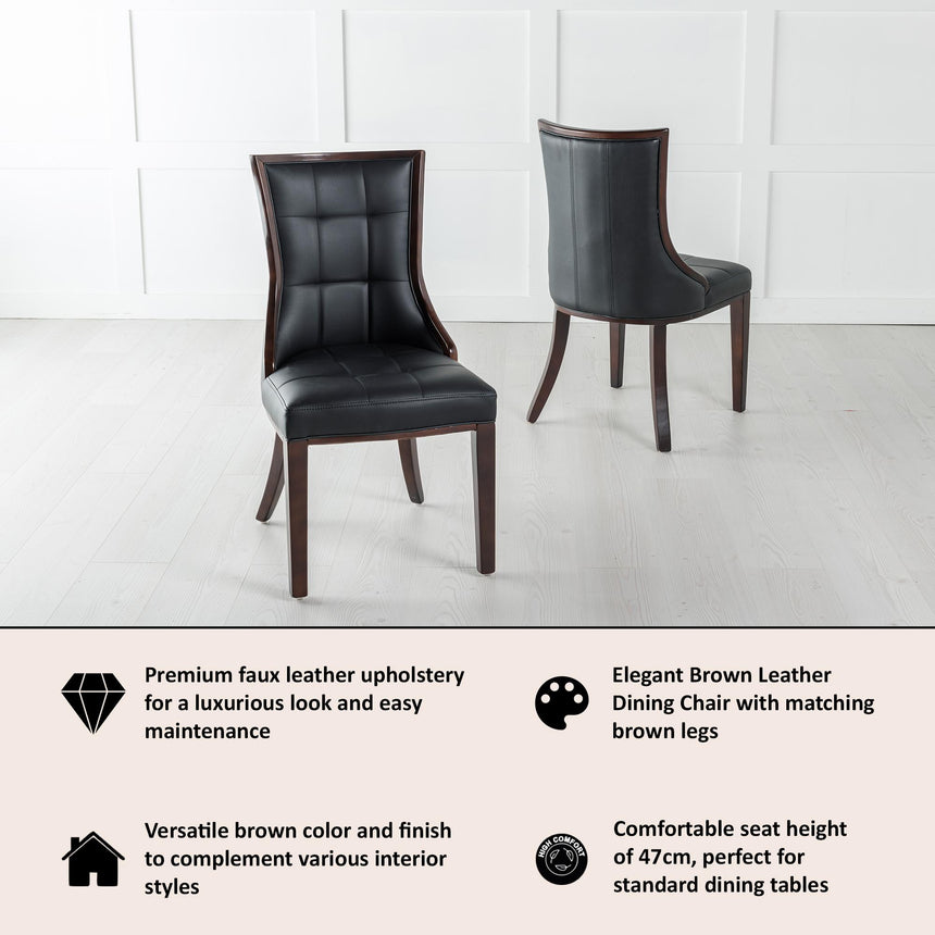 Paris Brown Leather Dining Chair with Brown Legs-6