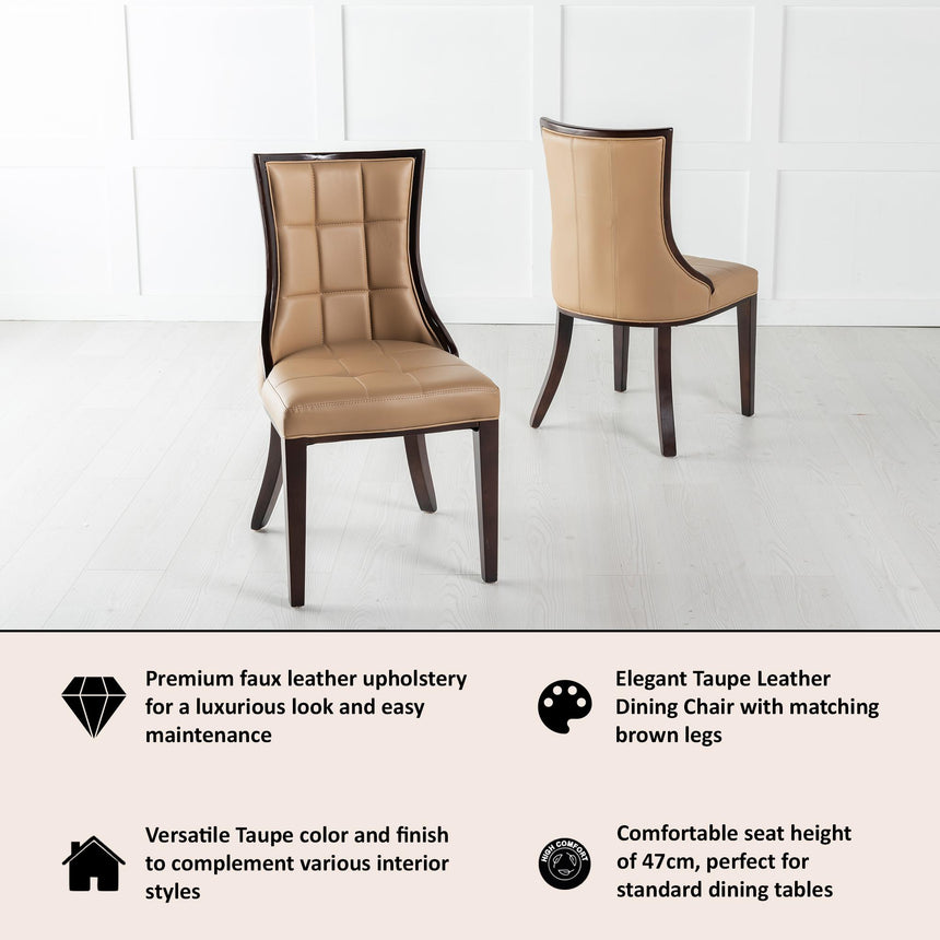 Paris Taupe Leather Dining Chair with Brown Legs-7
