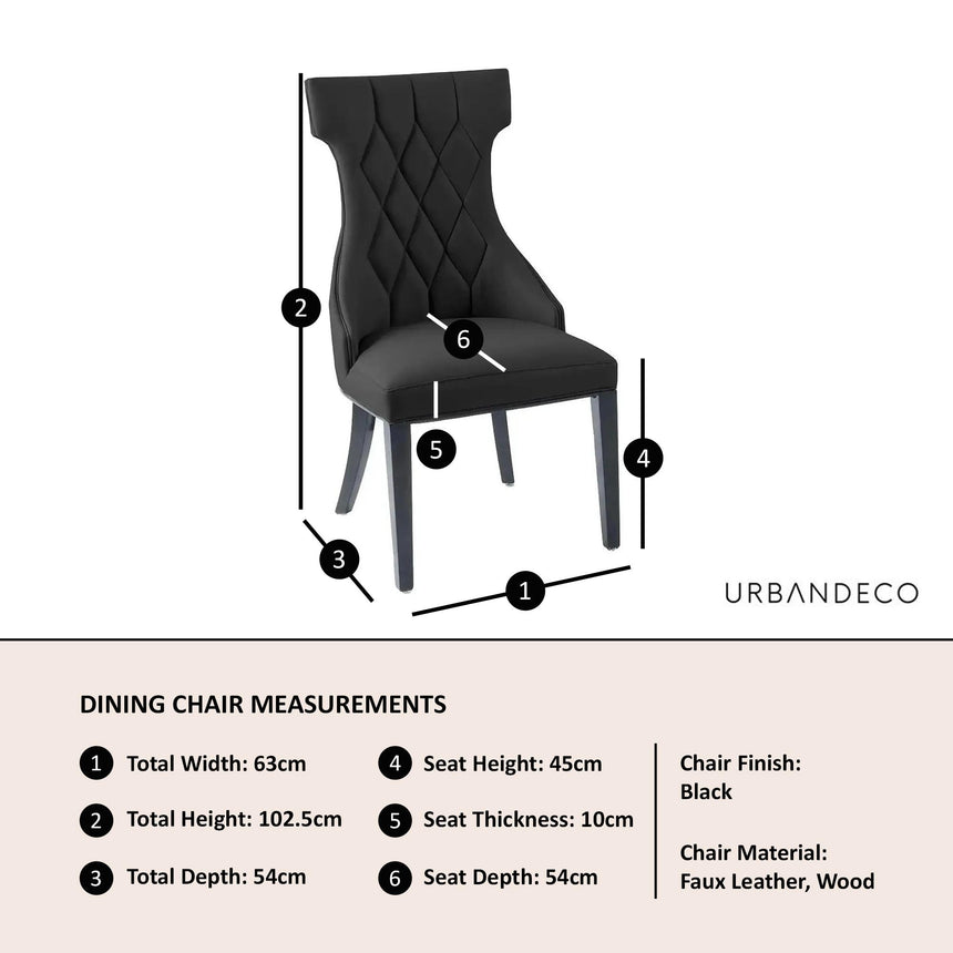 Mimi Black Leather Large High Back Dining Chair with Black Legs-9