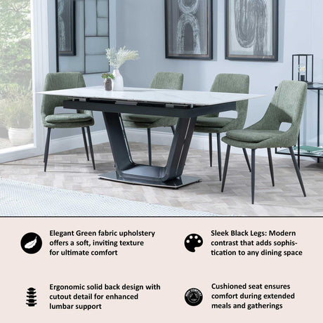 Peyton Green Fabric Dining Chair with Black Legs-2