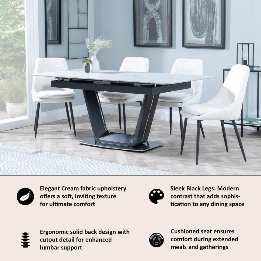 Peyton Cream Boucle Fabric Dining Chair with Black Legs-14