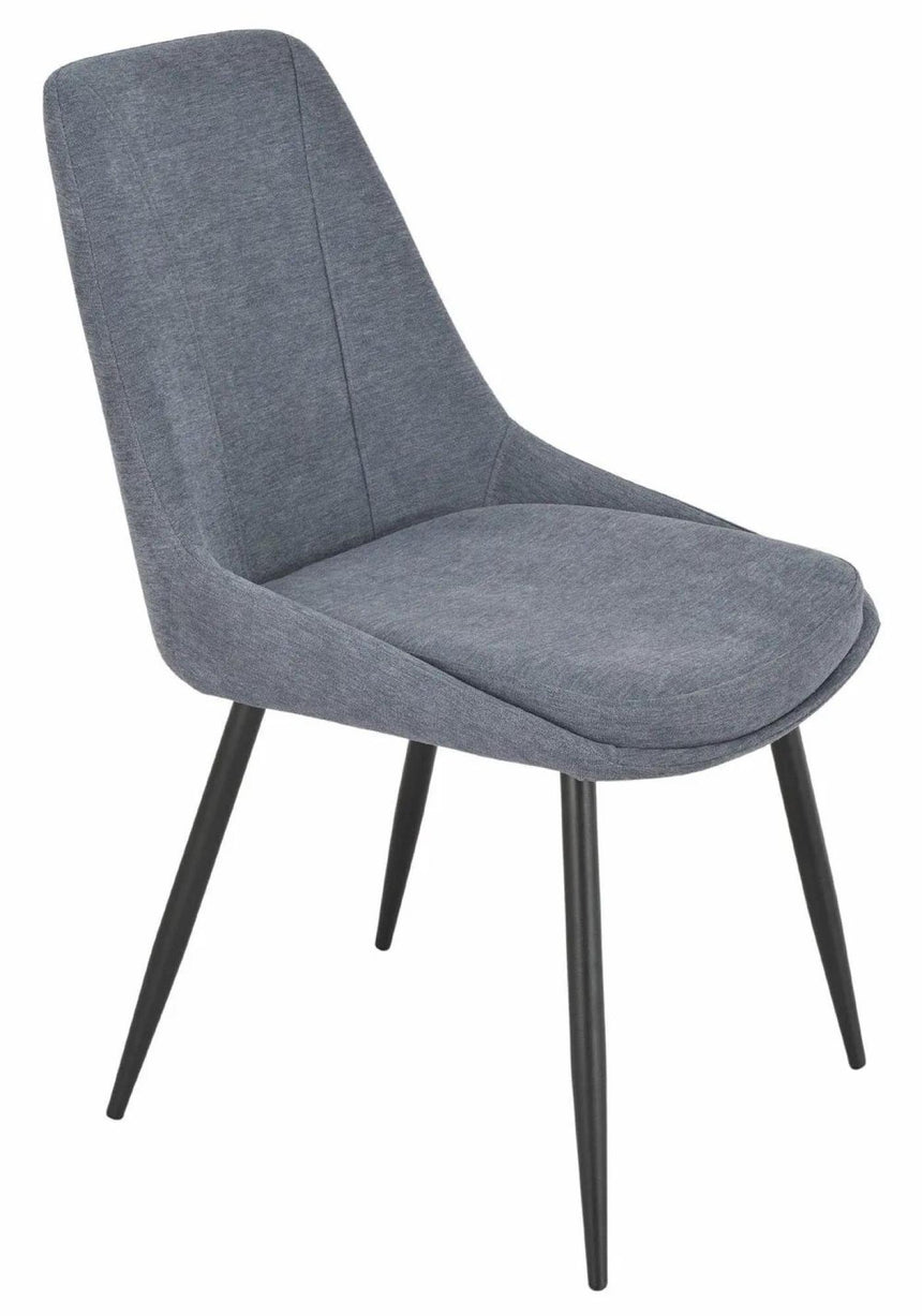 Bern Fluted Black Dining Set - Darwin Dark Grey Fabric Dining Chair-11