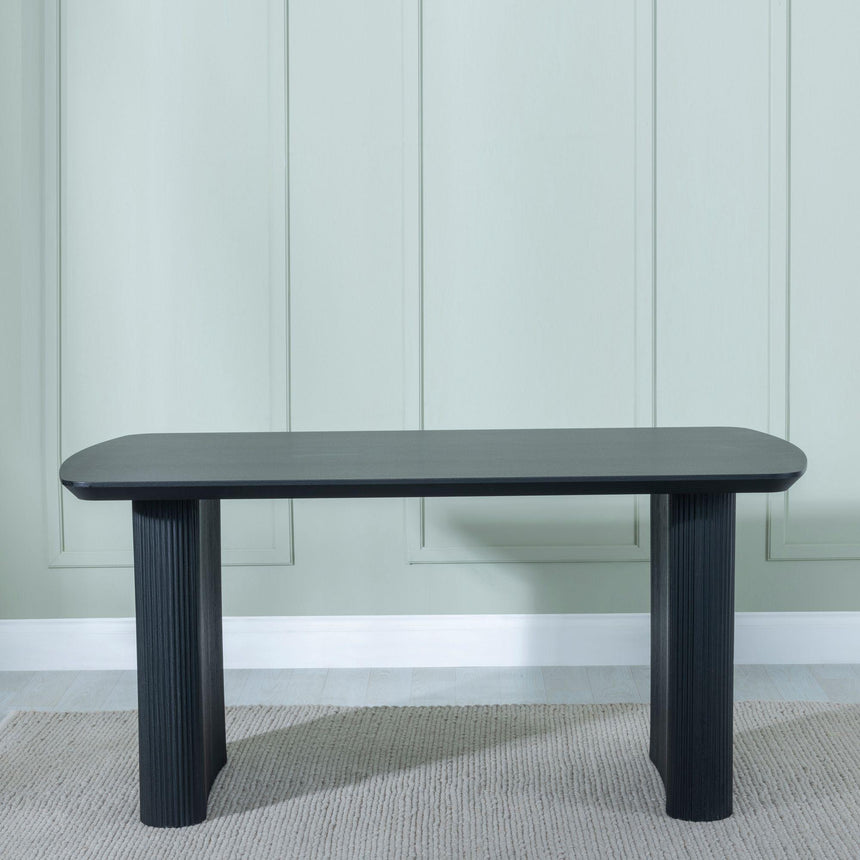 Bern Fluted Black Dining Set - Darwin Yellow Fabric Dining Chair-4