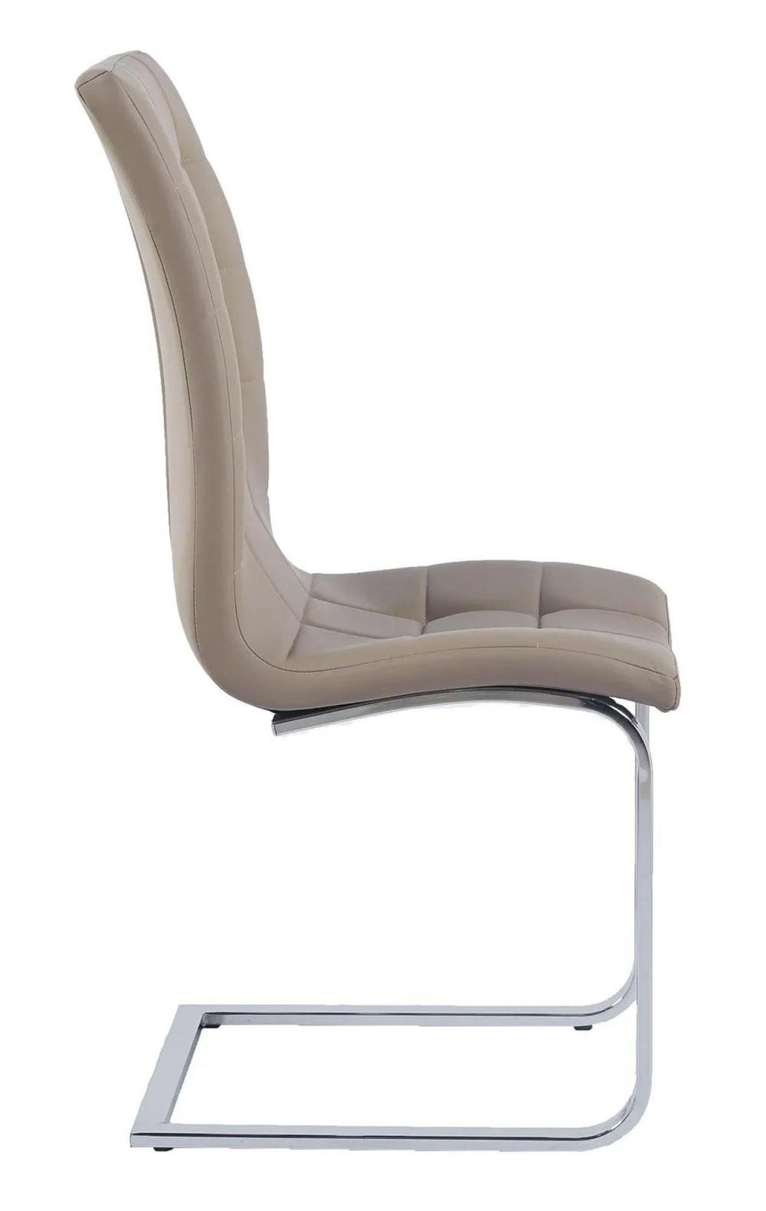 Athos White Gloss Dining Set - Jamison Beige Faux Leather Dining Chair-8