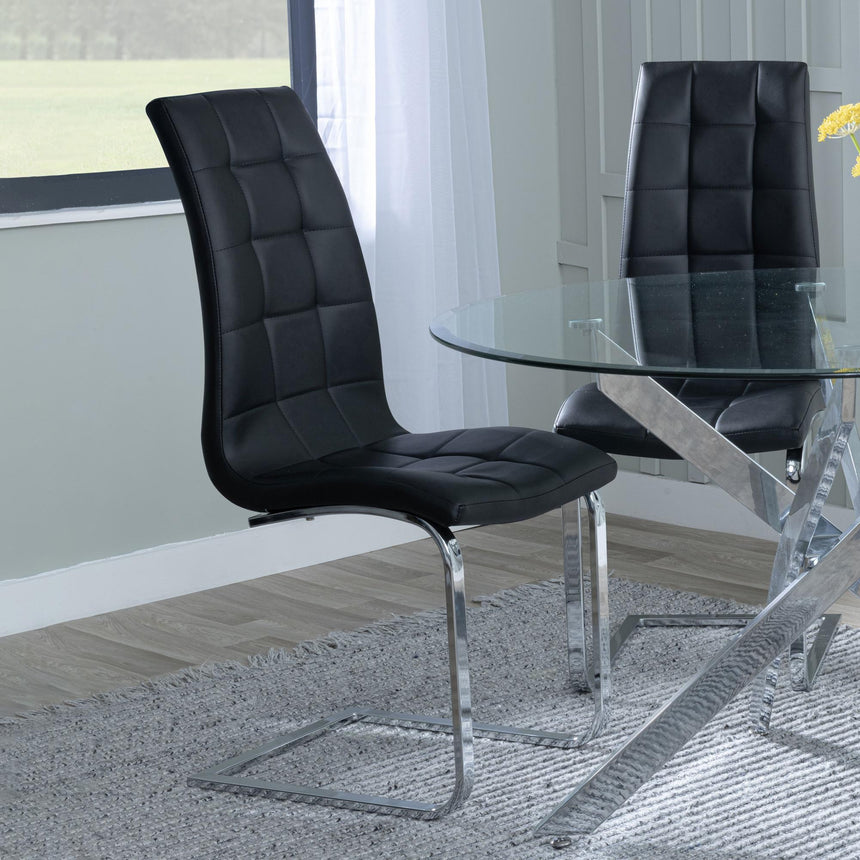 Athos White Gloss Dining Set - Jamison Black Faux Leather Dining Chair-7