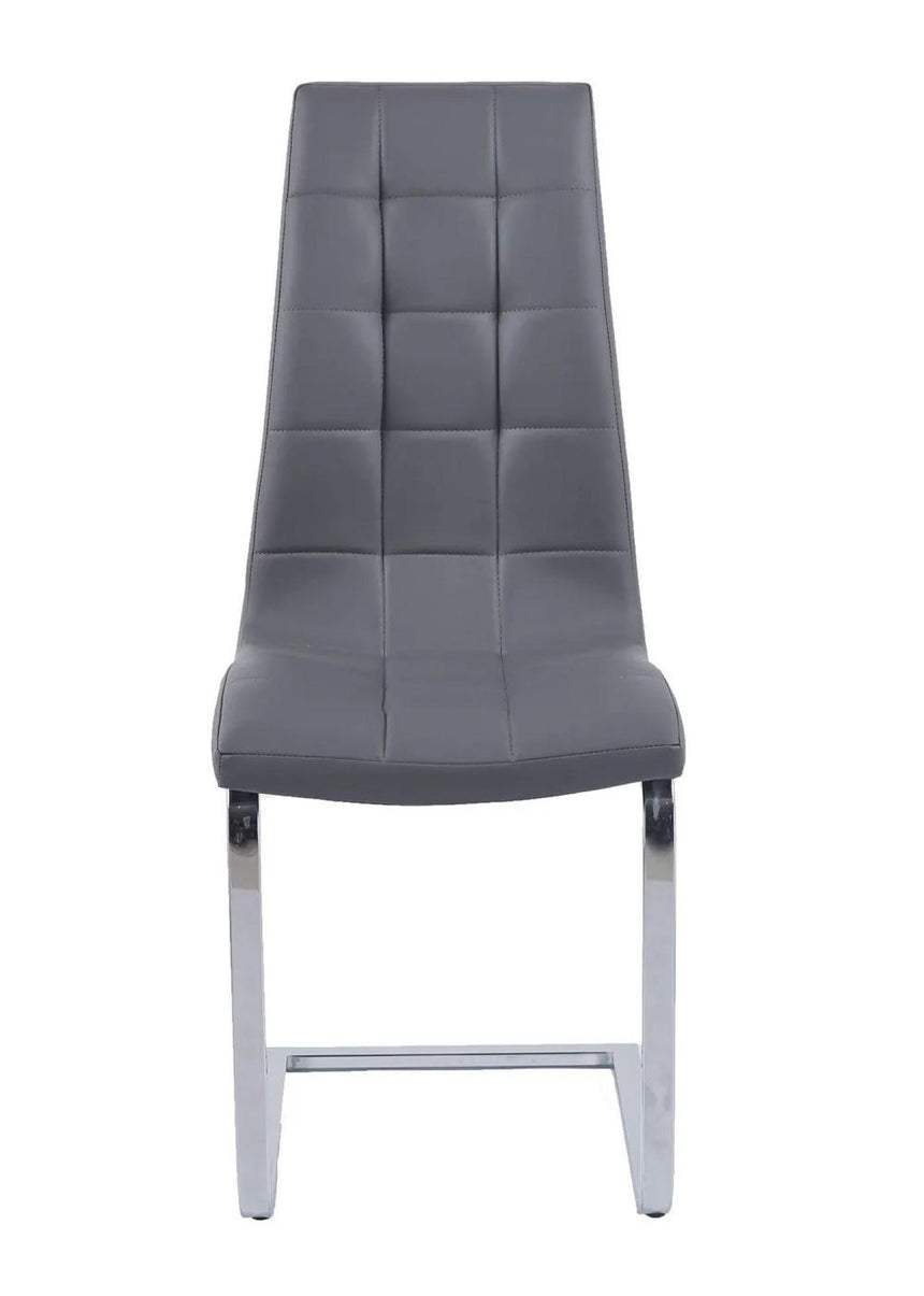 Athos White Gloss Dining Set - Jamison Grey Faux Leather Dining Chair-6