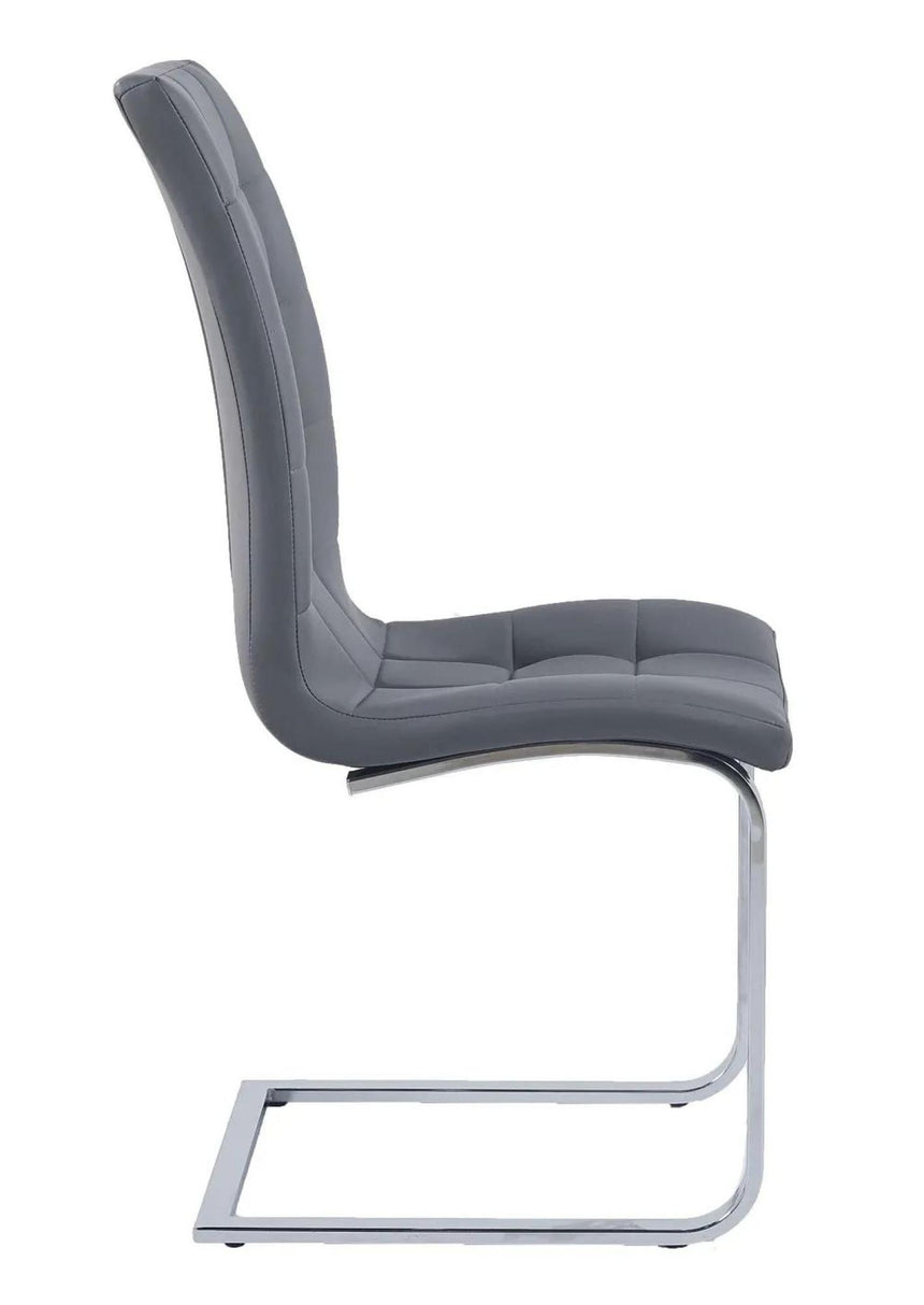 Athos White Gloss Dining Set - Jamison Grey Faux Leather Dining Chair-7
