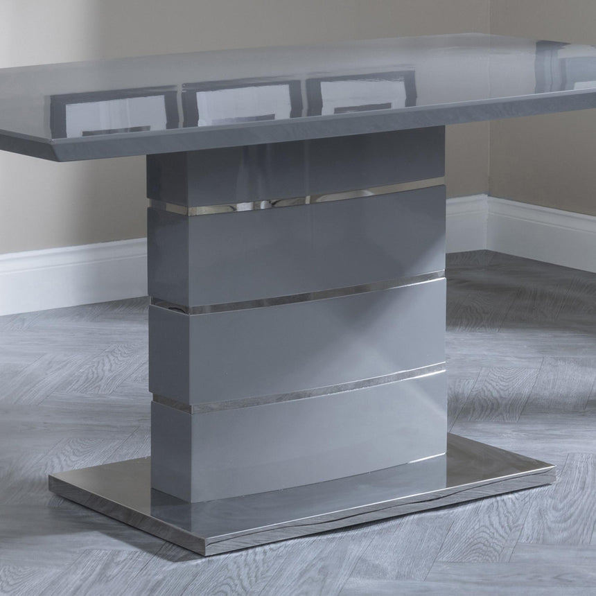 Rimini Grey Gloss Dining Set - Jamison Grey Faux Leather Dining Chair-4