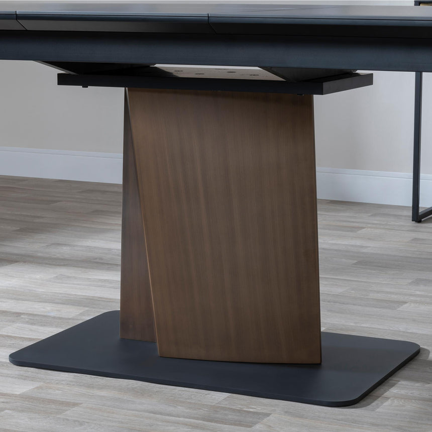 Catalina Black Ceramic Extending Pedastal Dining Set - Theo Grey Fabric Swivel Dining Chair-4