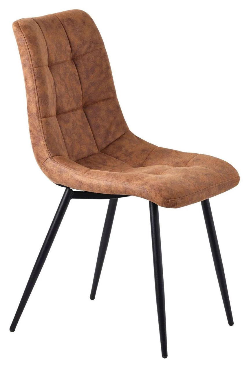 Danetti Dark Grey Ceramic Oval Dining Set with Bronze Pedestal Base - Corona Brown Fabric Dining Chair-14