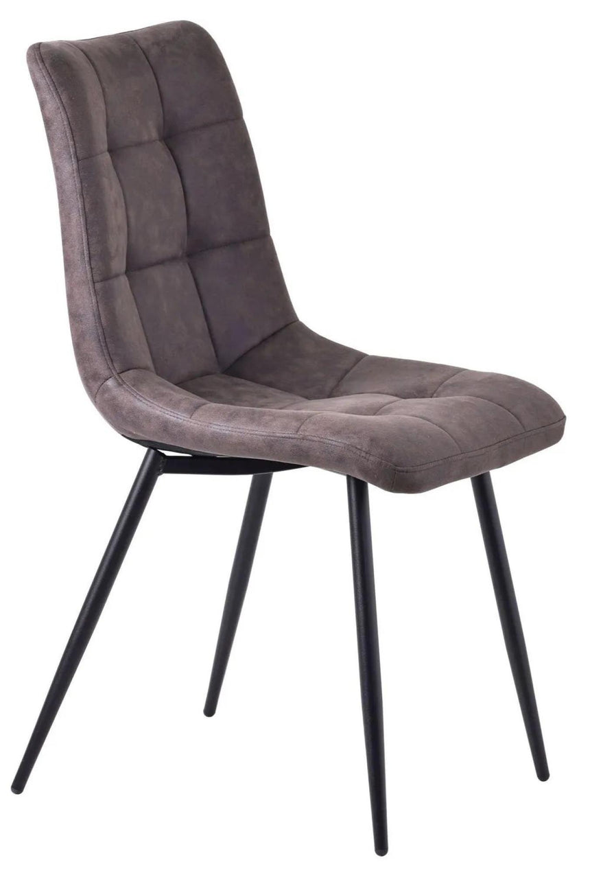 Danetti Dark Grey Ceramic Oval Dining Set with Bronze Pedestal Base - Corona Grey Fabric Dining Chair-15