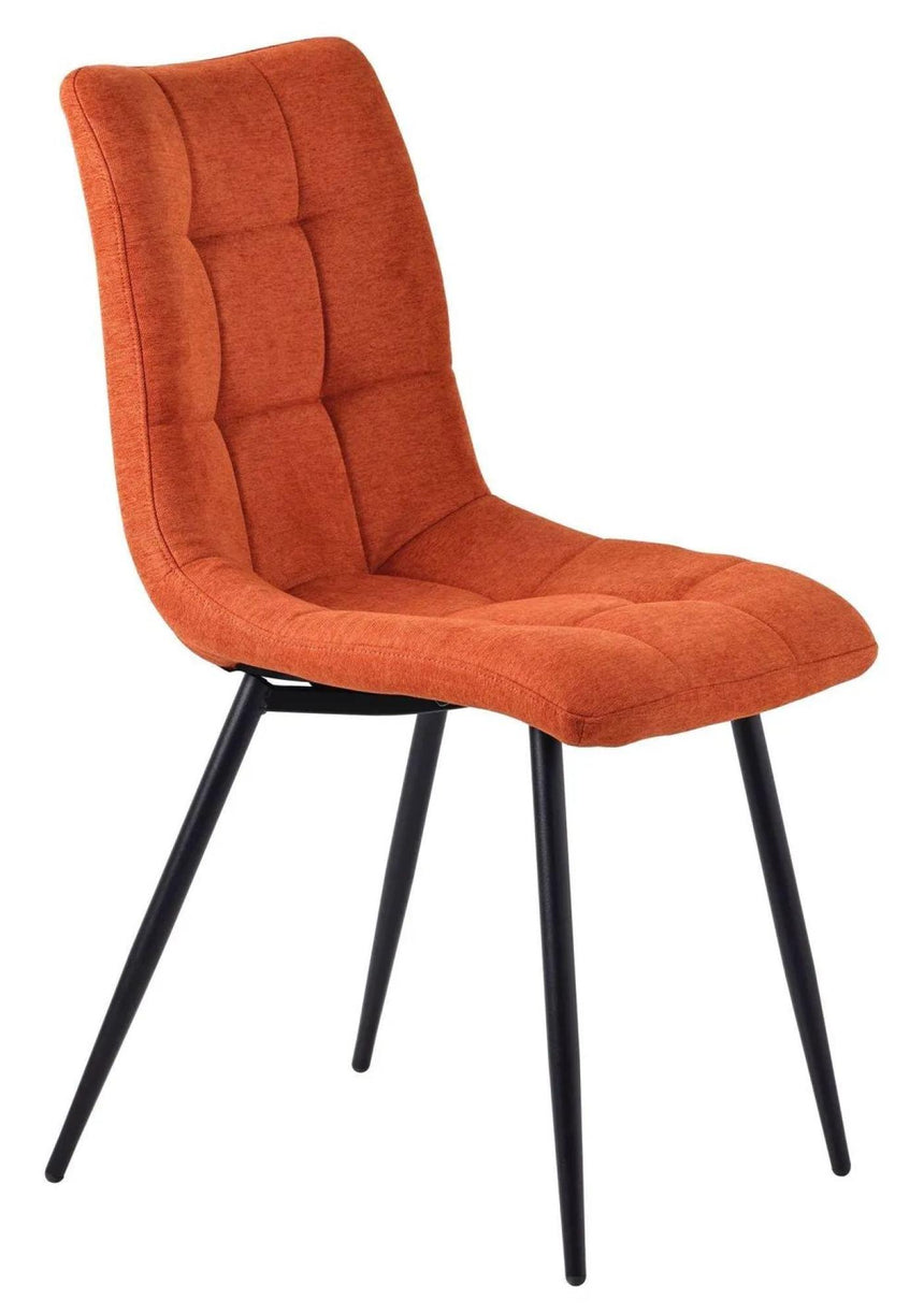 Danetti Dark Grey Ceramic Oval Dining Set with Bronze Pedestal Base - Corona Orange Fabric Dining Chair-7