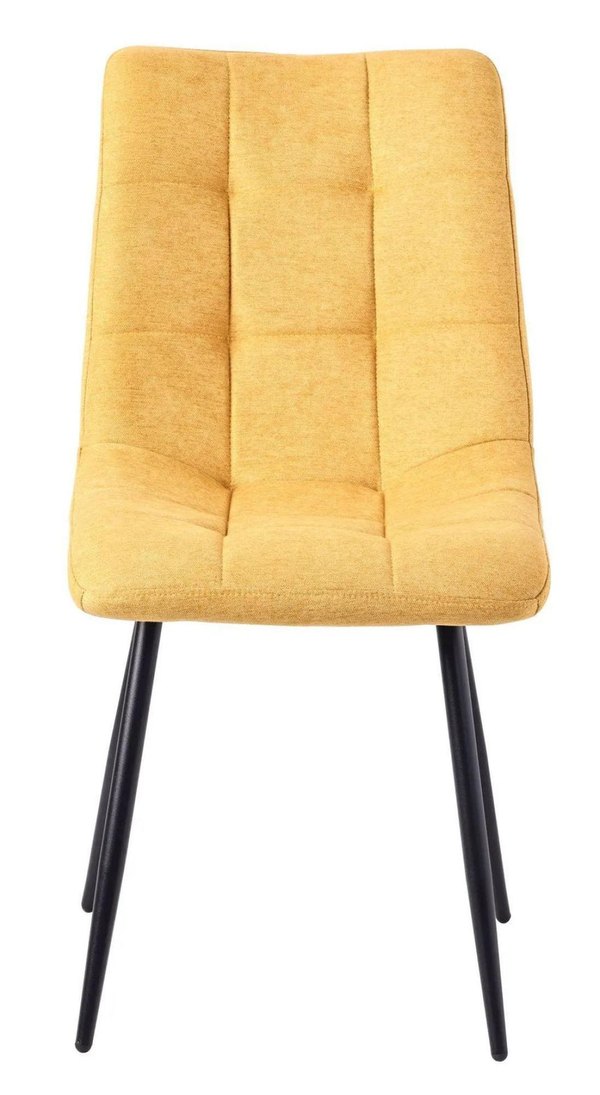 Danetti Dark Grey Ceramic Oval Dining Set with Bronze Pedestal Base - Corona Yellow Fabric Dining Chair-10
