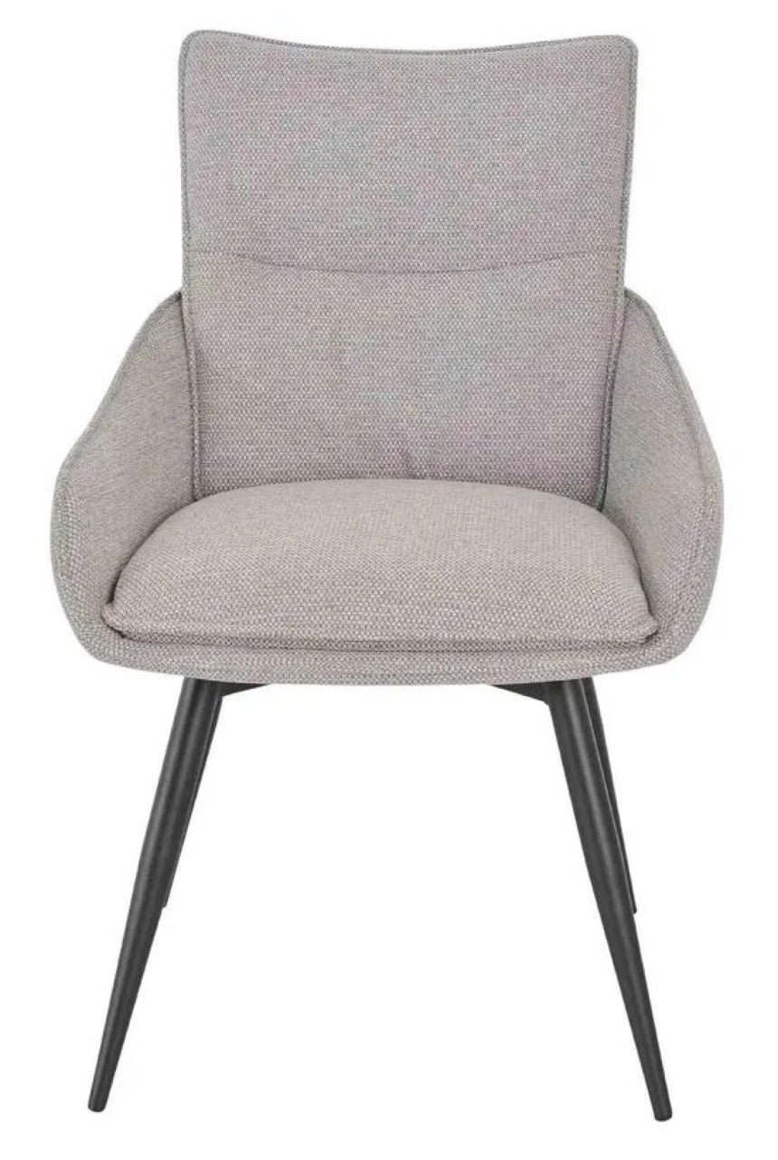 Bronx Grey Concrete Effect 4 Seater Round Dining Set with Spider Legs - 4 Ace Grey Fabric Swivel Dining Chair-6